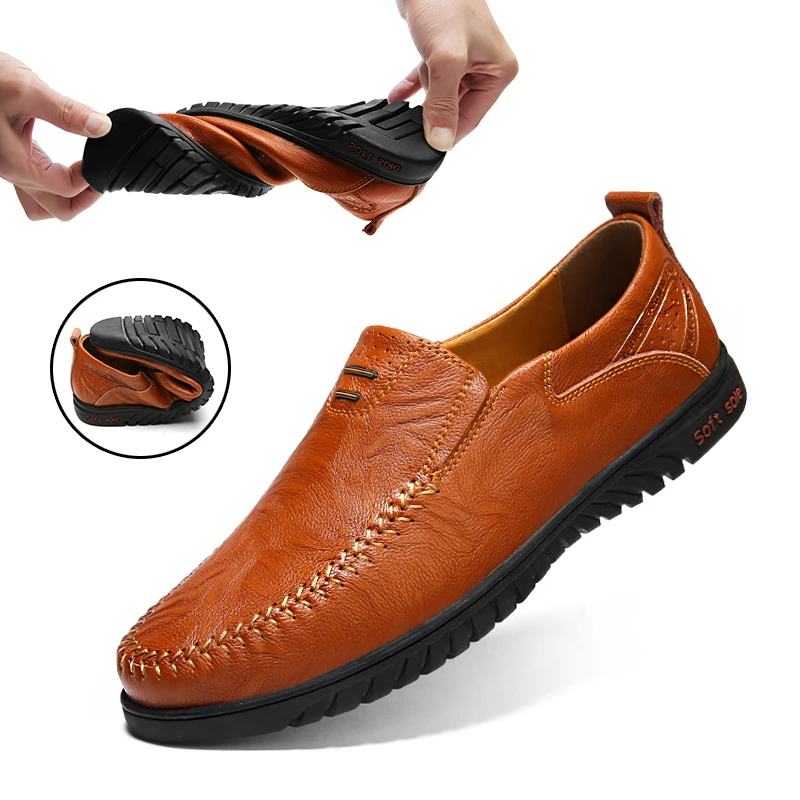 

Big Size New Arrival Split Leather Men Casual Shoes Fashion Top Quality Driving Moccasins Slip On Loafers Men Flat Shoes 36~46