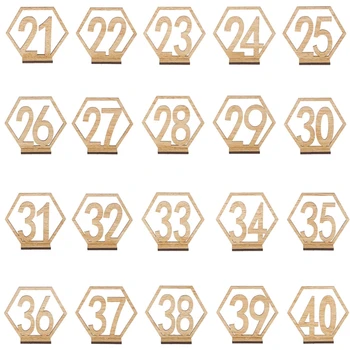 

20x 21-40 Hexagon Table Number Wedding Wooden Sign Stand Reception Centerpiece