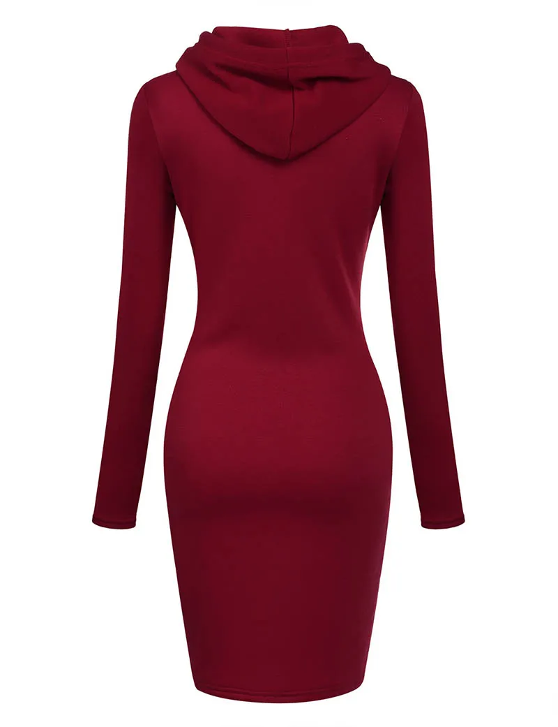 Long Sleeve Sweatshirt Hooded Dress in Dresses