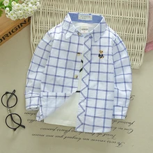 Рубашки для мальчиков детская одежда с длинными рукавами для детей от 1 до 4 лет Весенняя рубашка в клетку jongens, тонкая крутая повседневная одежда из чистого хлопка для маленьких детей