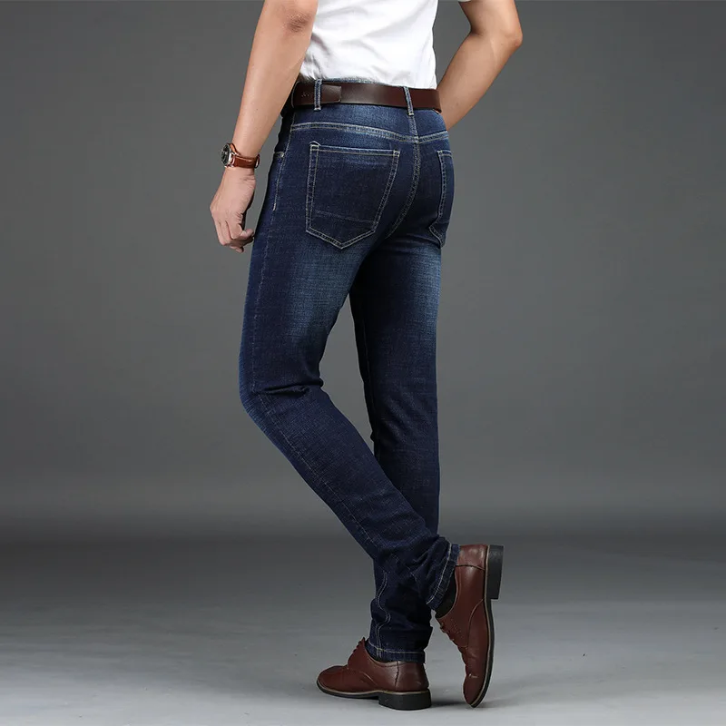 Men Jeans Pants Smart Casual Straight Jeans for Men Cotton Regular Blue Denim Slim Jeans Men  Pants Man  Full Length Cargo Pants
