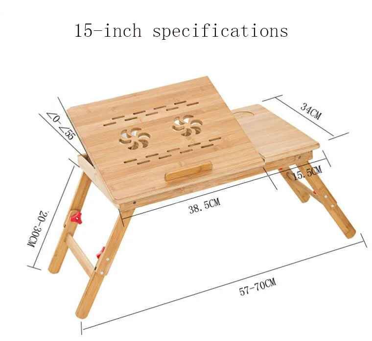 1 шт для продажи 14-дюймовый и 15-дюймовый high-end складной портативный охладительный стол компьютерный стол из бамбука имеет ящик SY22D5 - Цвет: 15 inch with fan