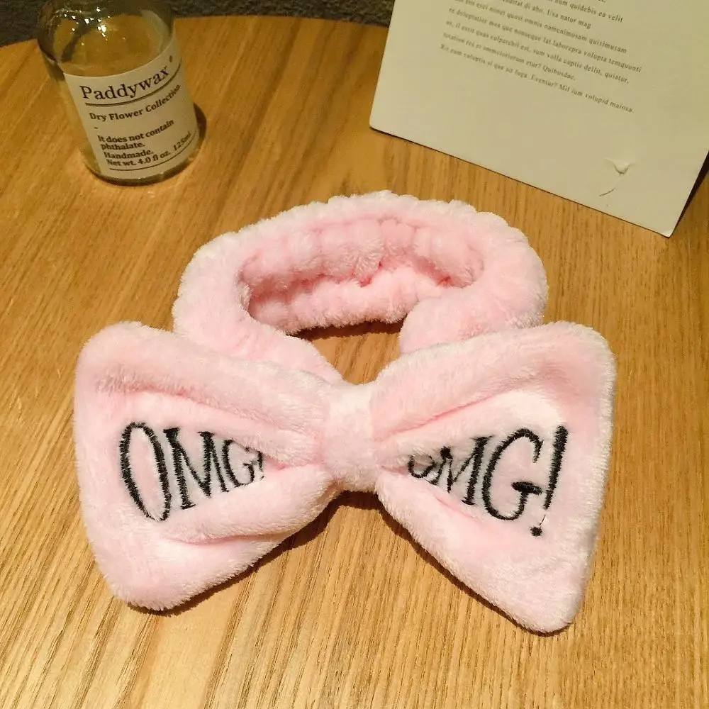 Новинка! ободки с надписью OMG для женщин, бантик для мытья лица, тюрбан для девушек, держатель для макияжа, повязки для волос из кораллового флиса, аксессуары для волос