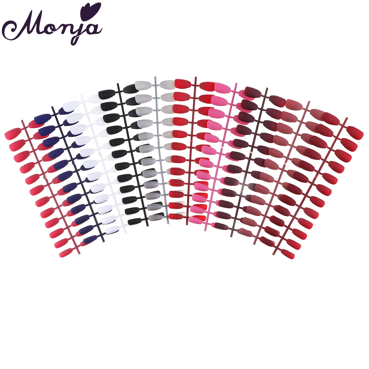 

Monja 24pcs Nail Art Ballerina Coffin Shape Colorful Matte False Nails Tips Nail Extension Flat Top Full Cover Manicure Tool
