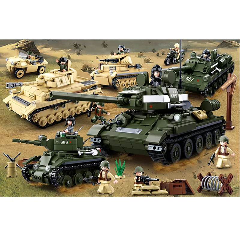 

New Military SWAT City Police Team WW2 Armored Vehicle Tank Building Blocks Army Soldier Figures Kids Toys Compatible With Lego