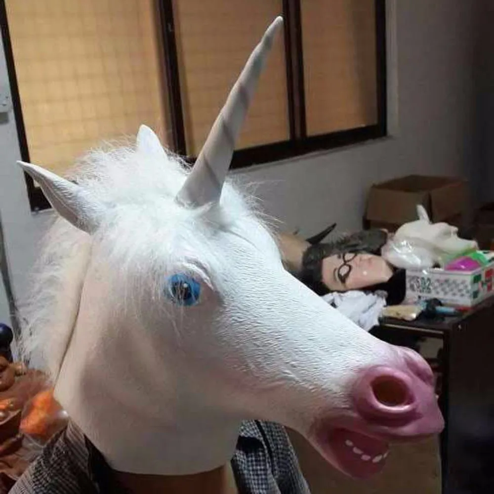 2019 Хэллоуин Единорог Лошадь голова животного латексная маска
