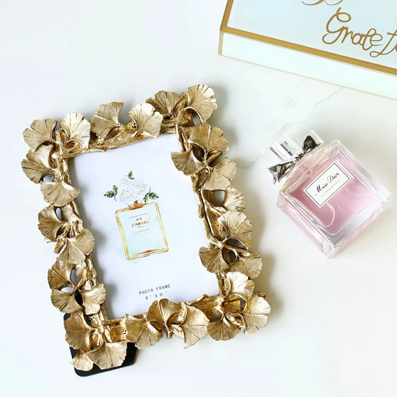 

2019 new European leaves Photo frame Creative home decoration Wedding couple recommended picture frame Gold silver