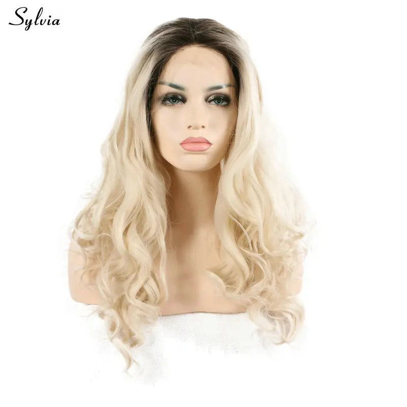 blonde ombre black long lace wig  (6)