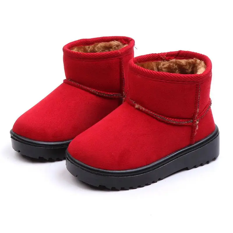 SKHEK Новое поступление для мальчиков сапоги Зимняя обувь для девочек плюшевая Для мальчиков ясельного возраста; хорошо сохраняют тепло комплект детские зимние ботинки, детская обувь - Цвет: Красный
