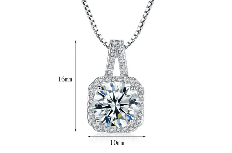 Personality Square Cubic Zirconia Clavicle Chain Necklaces & Pendant Silver Color Fashion Crystal Wedding Jewelry For Women N166 (6)
