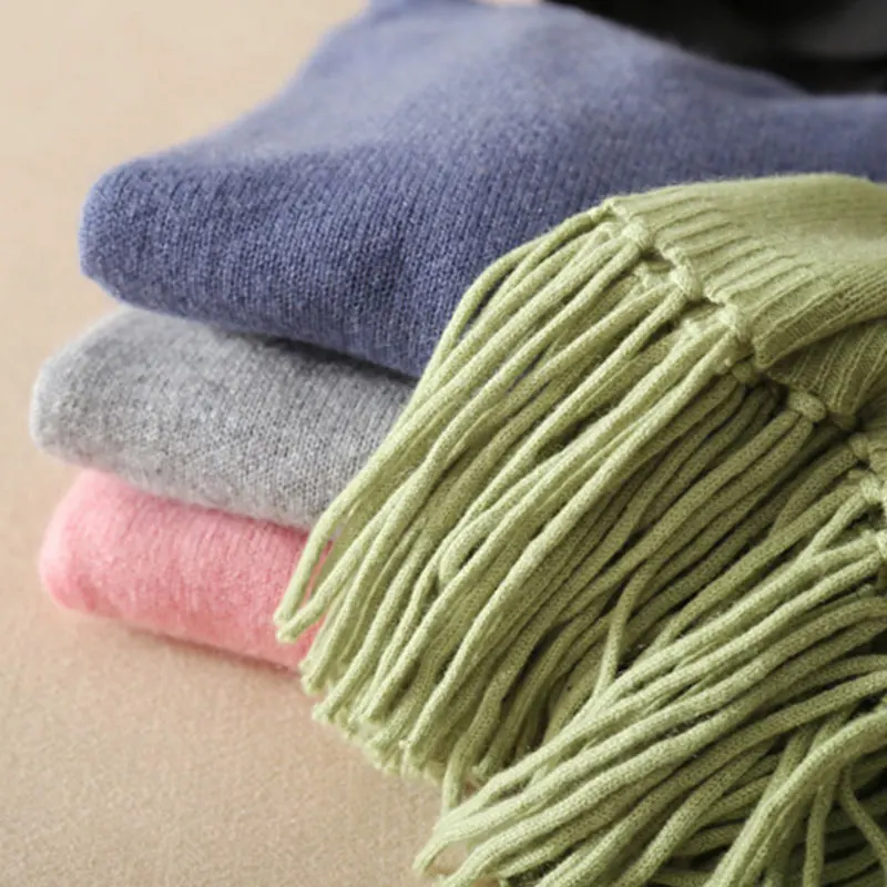 

100% Pure Cashmere Knitted Woman Sweter Pull Long Sleeves Casual Ladies Tops 2019 Spring New Cashmere Pink Sweaters With Tassel