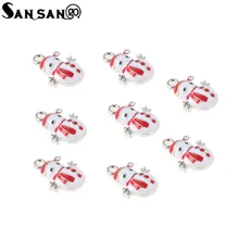 10 шт., трендовые амулеты из сплава с одной стороны, с эмалью, в виде масляных капель, милый снеговик, амулеты для рождественского дня, сделай сам, ювелирные изделия