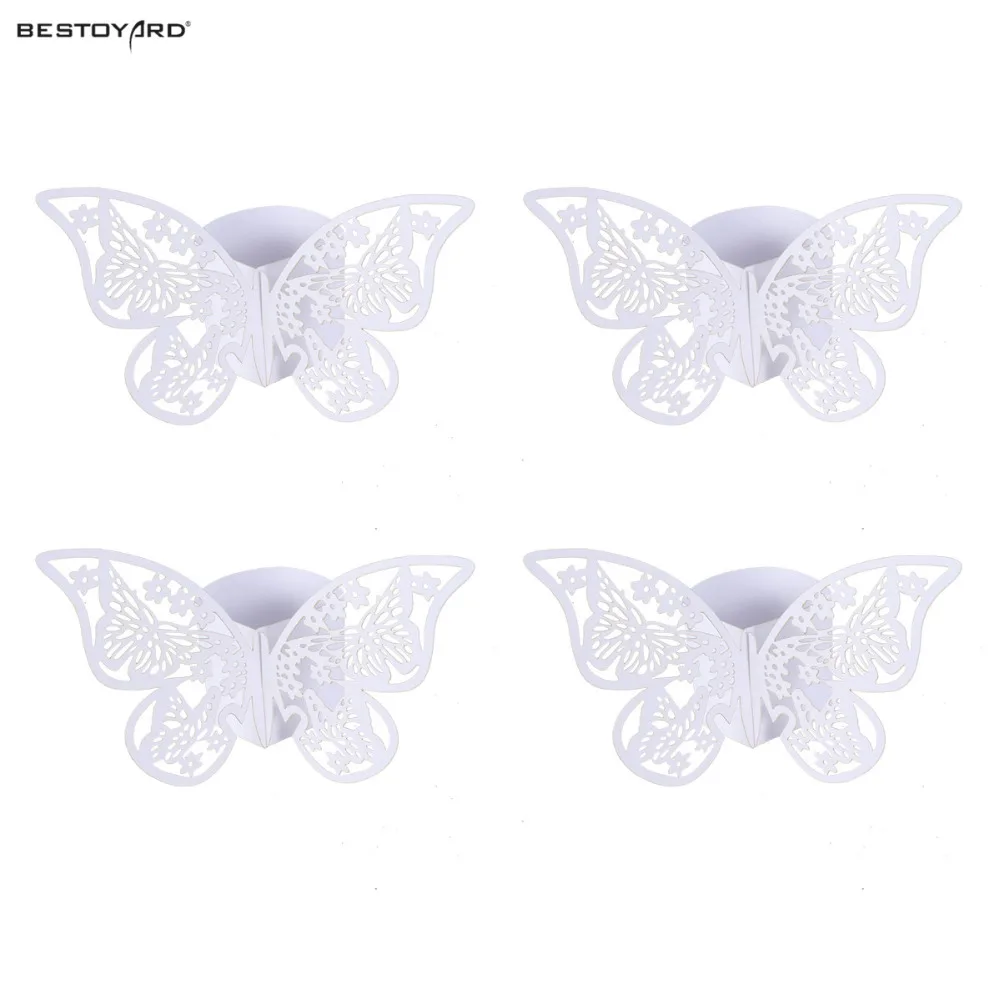 50PCS Paper Butterfly Napkin Rings for Weddings Party Serviette Table