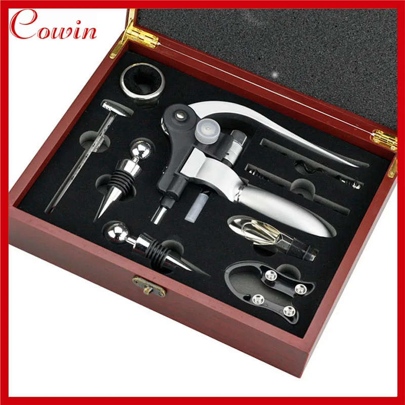 Free Shipping New Deluxe Wine Bottle Rabbit Opener Corkscrew Collar Pourer Set Kit with Wood Box | Дом и сад