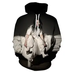 Billie Eilish Hoodie2019 весна и осень 3D печати Марка пуловер Мода повседневное для мужчин Толстовка с длинным рукавом 6XL