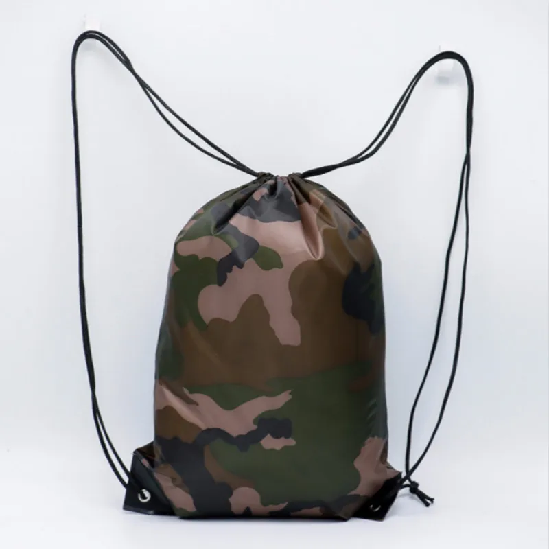 Портативный тканевый рюкзак на шнуровке сумка Камуфляж для женщин мужчин унисекс путешествия Открытый шнурок рюкзак