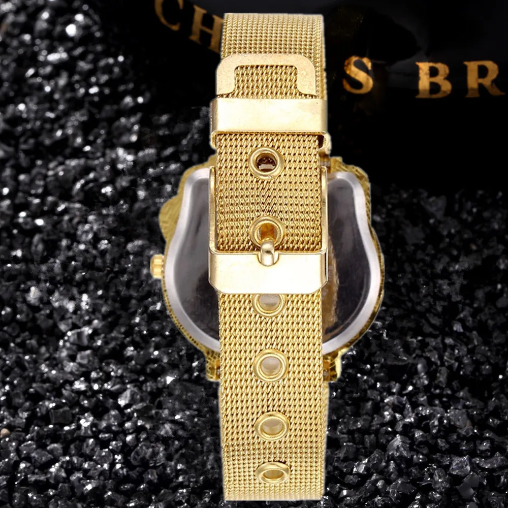 GOLD LUXURY BUCKLE WATCHES GIRLS CLOCK HELLOKITTY CUTE FASHION DRESS SAATS