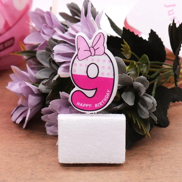 День рождения торт украшение номер 0-9 украшение на детский день рождения свечи День святого Валентина романтический розовый количество поставки - Цвет: NO.9