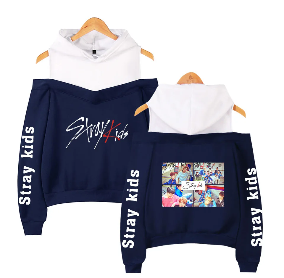 Frdun Tommy stray kids KPOP Off-shoulder Sweatshirt Women Fashion Hip Pop Printed Women Hoodies Highstreet Sweatshirt  (4)