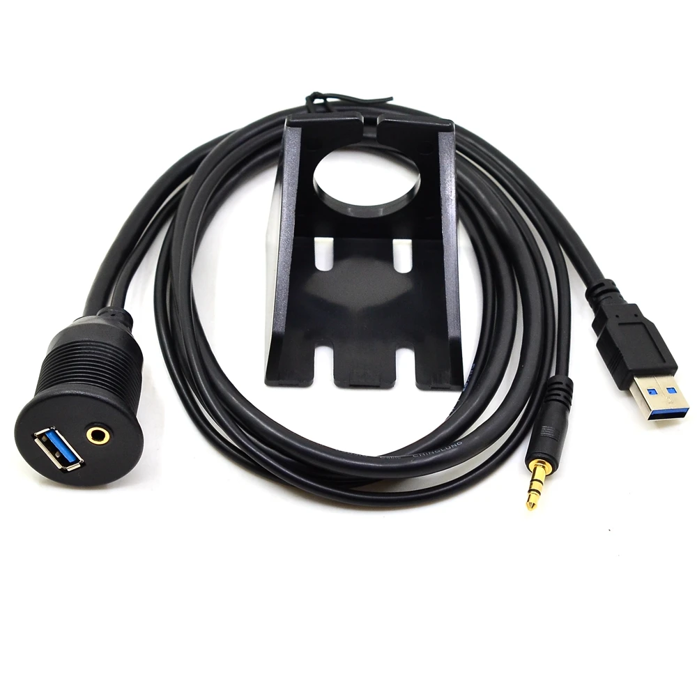 

1m USB 3.0&3.5mm to USB&3.5mm AUX Extension Cable Flush Mount Cable Cord for Car/Boat/Trailer Dial Plate 3FT