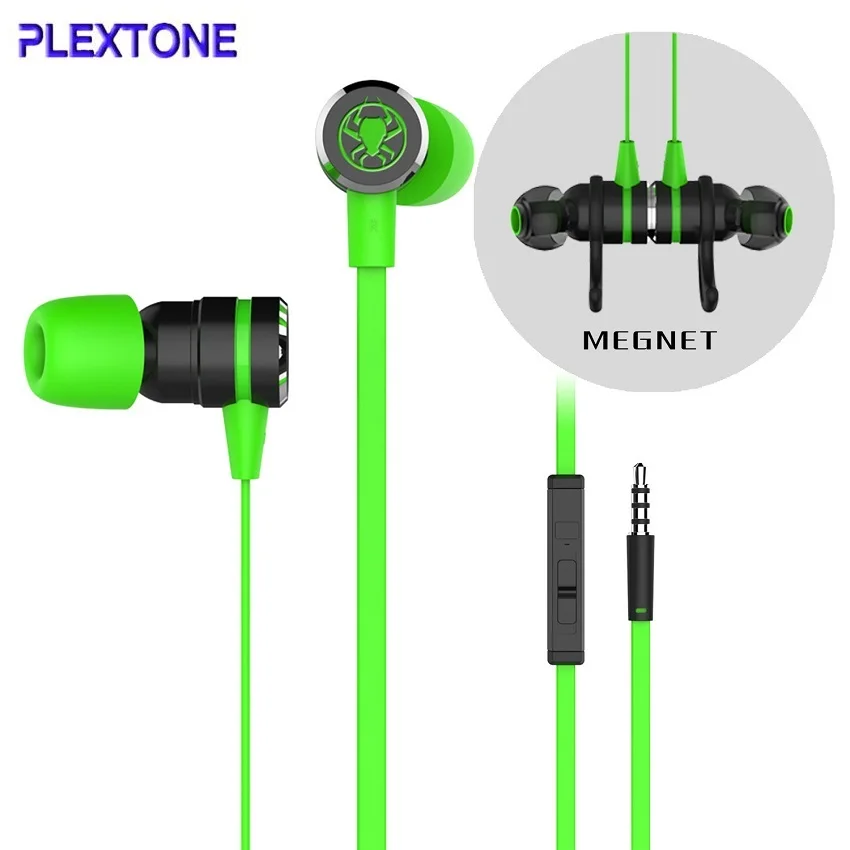 Игровые наушники PLEXTONE магнитные проводные вкладыши спортивные стерео