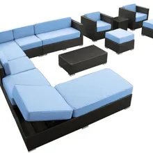 Дизайн наружная ротанговая мебель 12 шт. плетеный диван