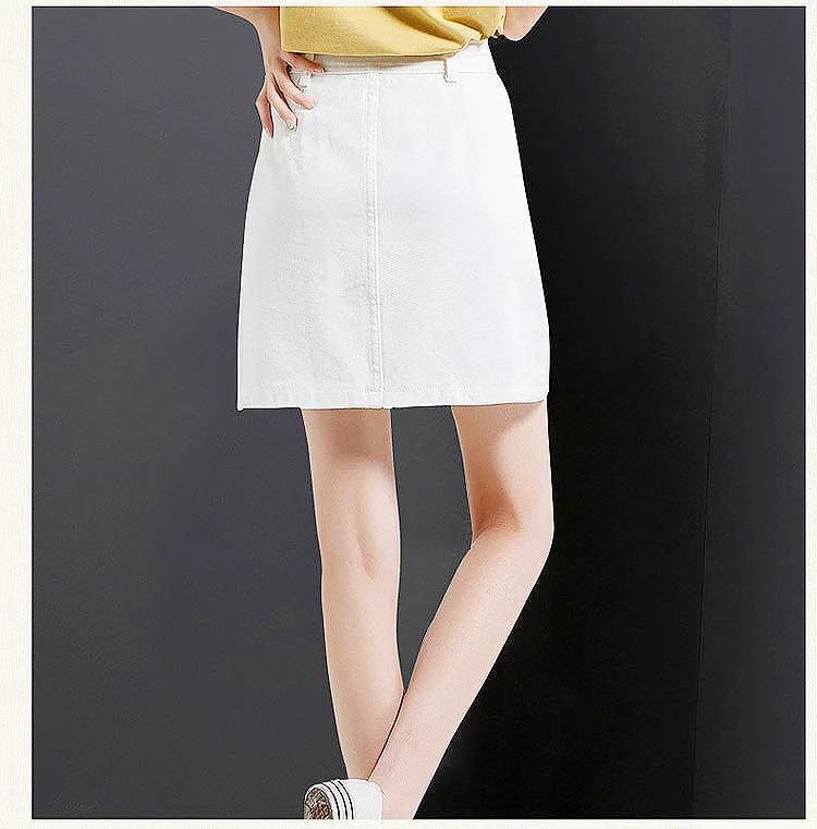 Летняя женская джинсовая юбка-карандаш с пуговицами и высокой талией, джинсовая юбка с маленькими карманами в стиле Харадзюку, Высококачественная джинсовая юбка NS8968