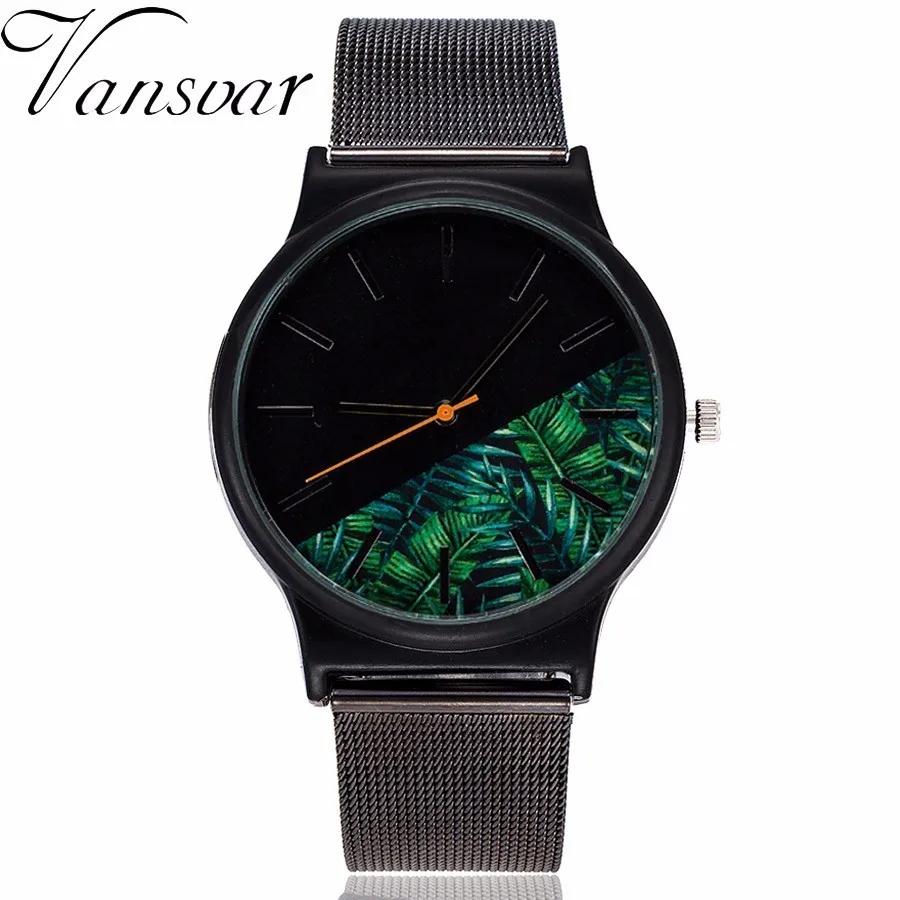 

Fashion Women Floral Pattern Watch Luxury Casual Stainless Steel Quartz Wristwatches Vansvar Relogio Feminino Drop Shipping