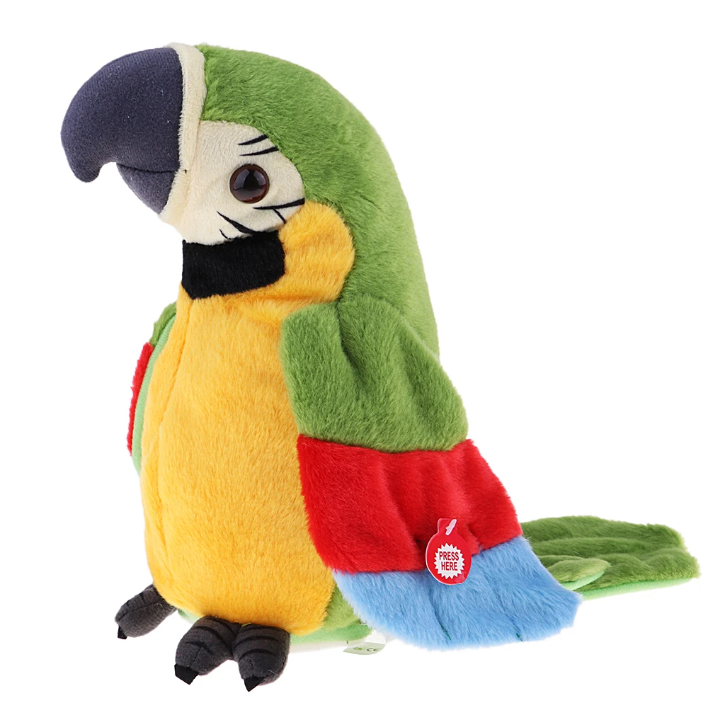 MagiDeal Plush Stuffed Toys Cartoon Bird Talking Singing Parrot Toy for Baby 