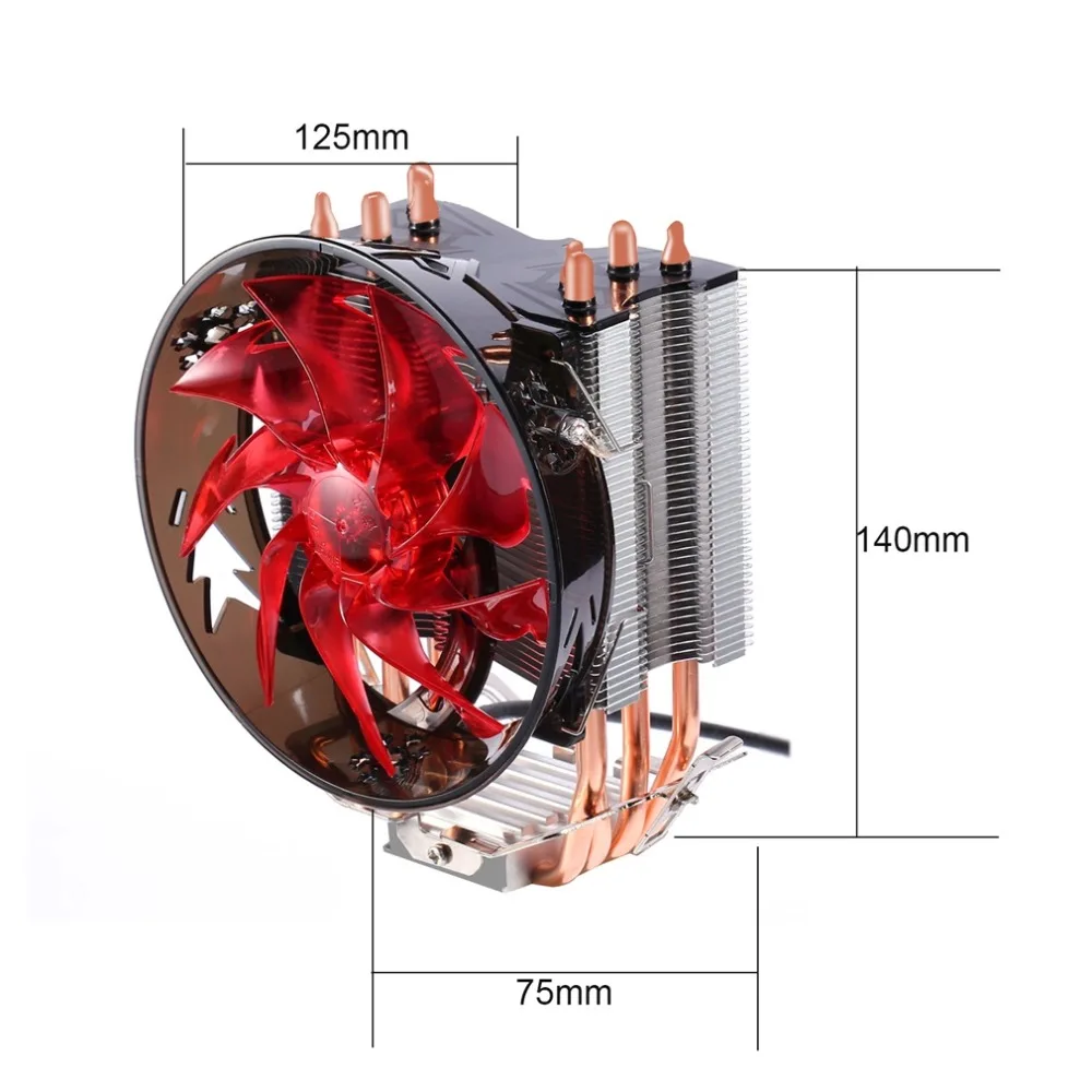 Красные и синие огни для Процессор кулер Медь Четыре тепловая трубка Процессор радиатор латунная башня Процессор вентилятор 400 для INTEL 775/1155/1156/1151/1150/1366 AMD