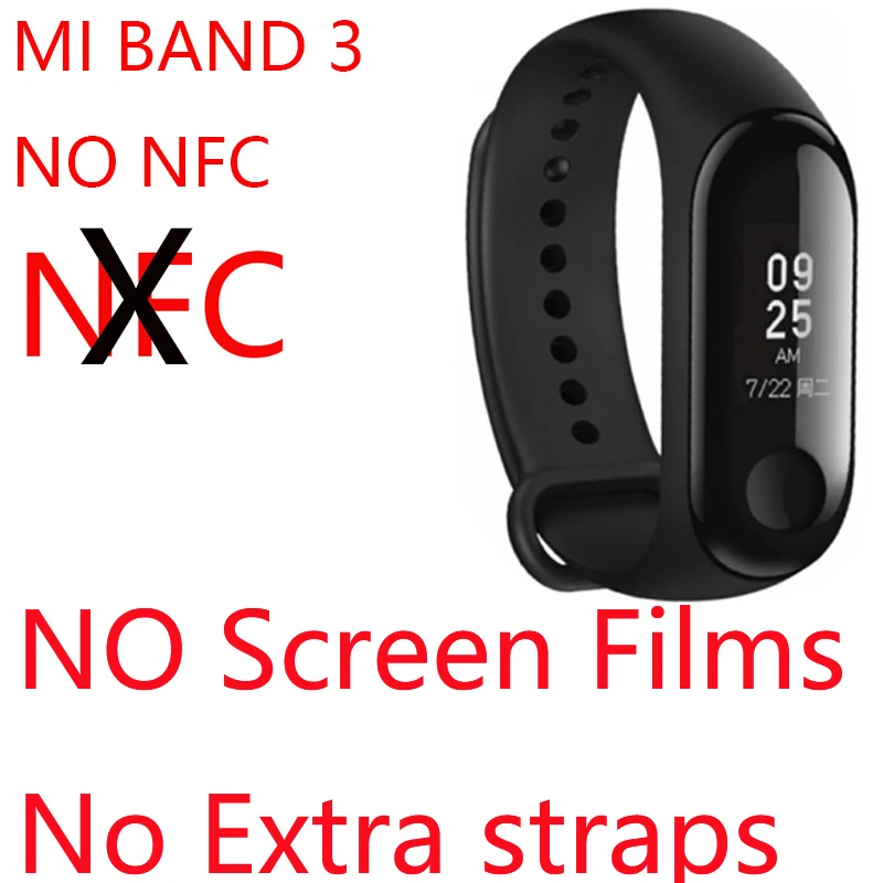 Руссина английское меню Xiaomi mi Band 3 mi Fit 3 фитнес-браслет трекер NFC 5ATM сенсорный экран для сердечного ритма монитор смарт-браслет - Цвет: mi band 3 NO NFC