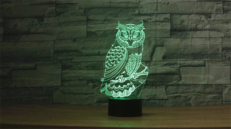 3D Сова визуальный ночник 7 видов цветов Изменение животного Иллюзия настольная лампа USB Light Touch Оригинальные светильники современный декор