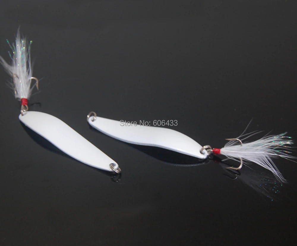 10 шт. ночь Рыбалка Серебристые Ложка Lure приманки Перо Крюк Spinner приманки 12 г