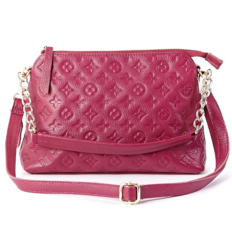 

Luxurious Brand Design 100% Cow Genuine Leather Chain Printing Pattern Young Women Bangalor Mom Package Shoulder Messenger  Bag