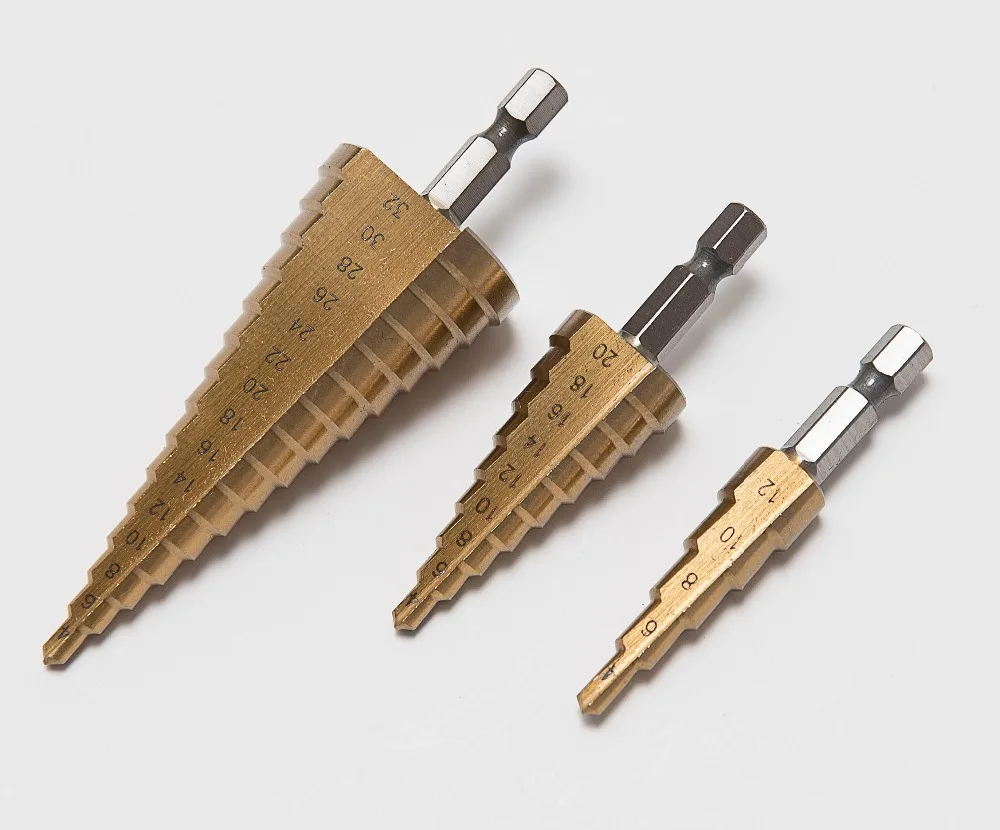 3pcs Hss Steel Titanium Step Drill Bits 3 12mm 4 12mm 4 20mm Step Cone