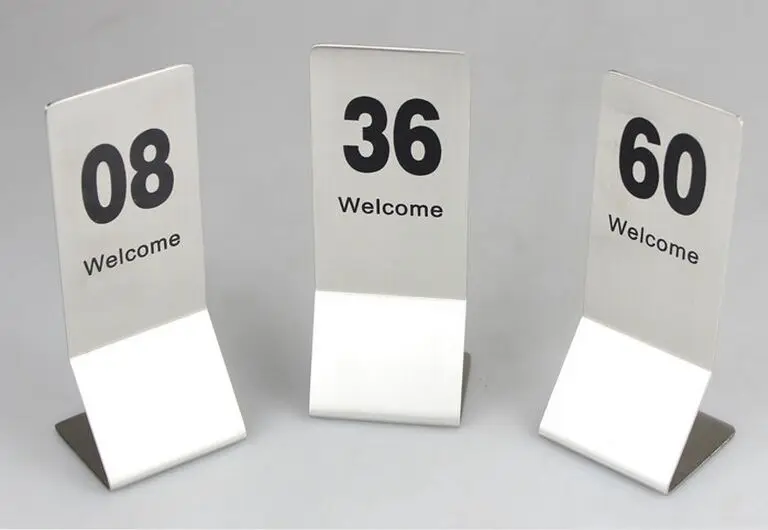 

New stainless steel Restaurant table number Digital Card seat card desk card display holder Hotel table menu cards free shipping