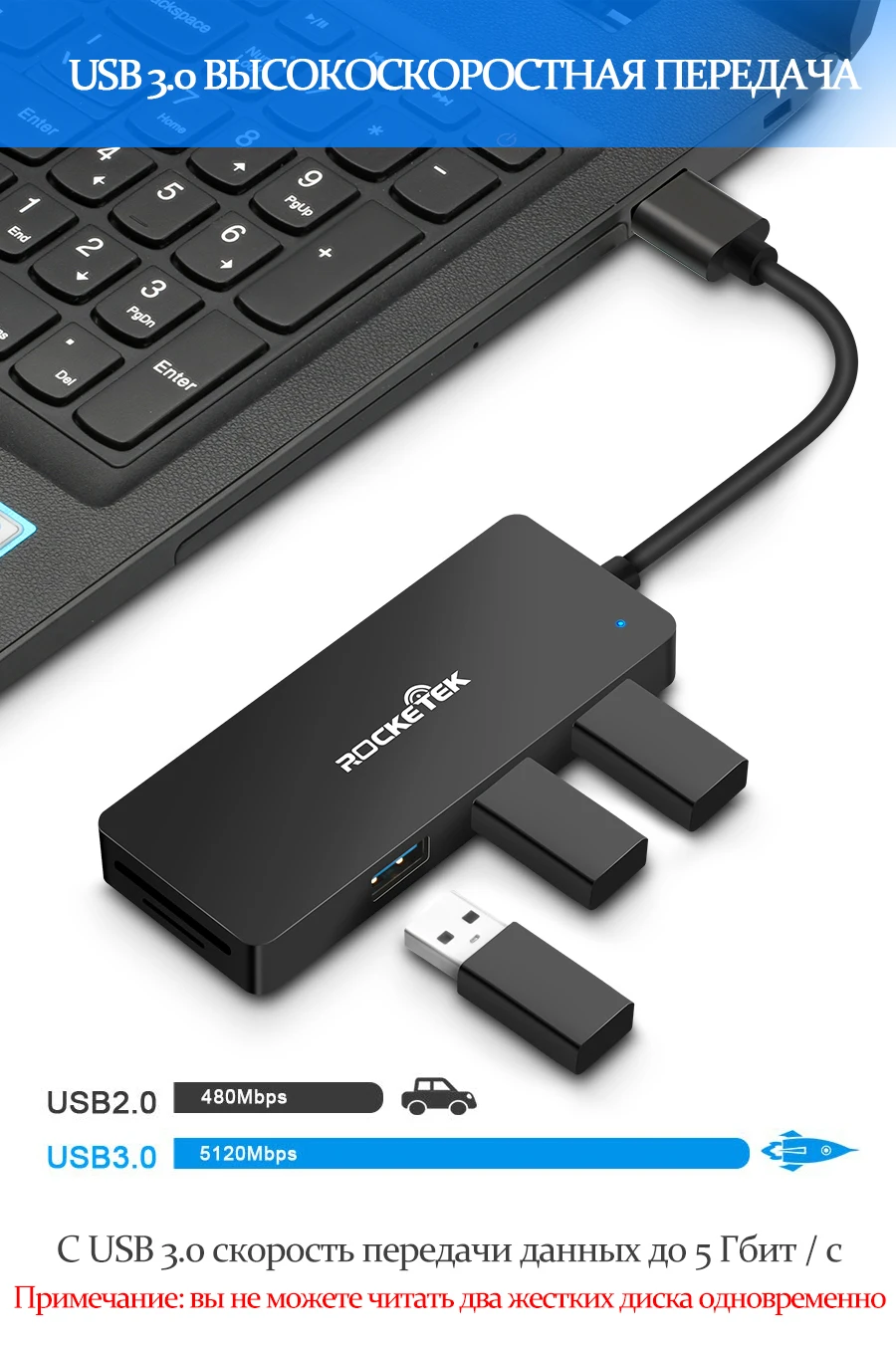 Rocketek алюминиевый сплав usb-хаб с кардридером 3 порта USB 3,0 type c разветвитель Micro USB порт питания для ноутбука iMac