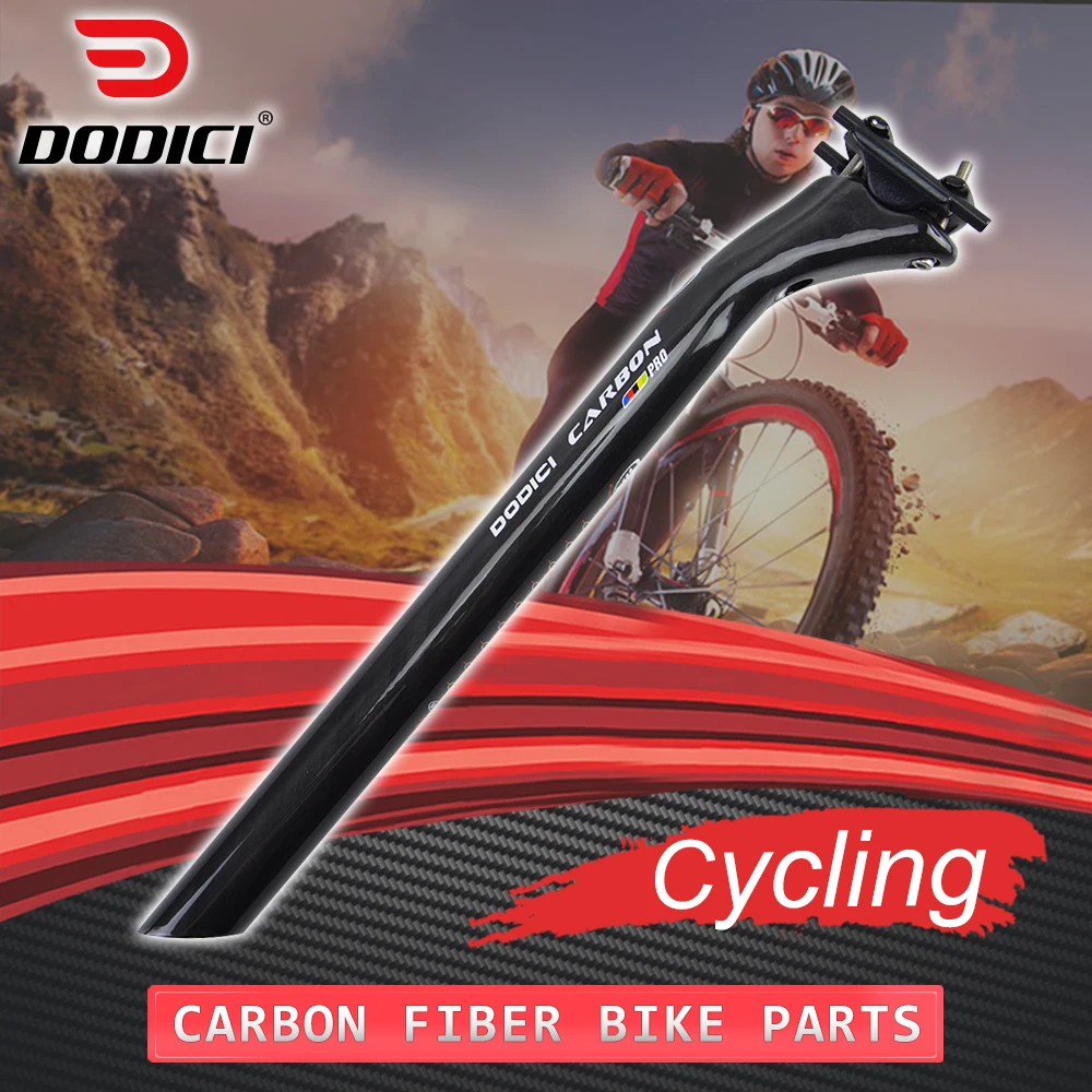Специальный DODICI Pro Велоспорт углеродного Подседельный штырь, смещение 25 мм 25 мм Дорожный велосипед MTB велосипед 3 k Блестящий углерод волокно стойка для велосипедного сиденья 27,2 31,6