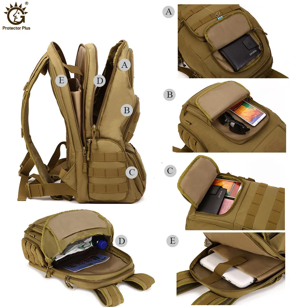 Mochila táctica militar 40L 14 pulgadas portátil Mochila de Nylon impermeable de los hombres de viaje Mochila Hombre
