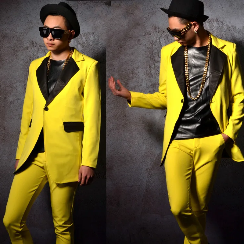 正規取扱品 S 5xl 19ナイトクラブ男性新しい服歌手のdj Gdファッション美しい黄色とロングスーツプラスサイズ歌手ステージ衣装 無料で入手 Signature Johaness Com