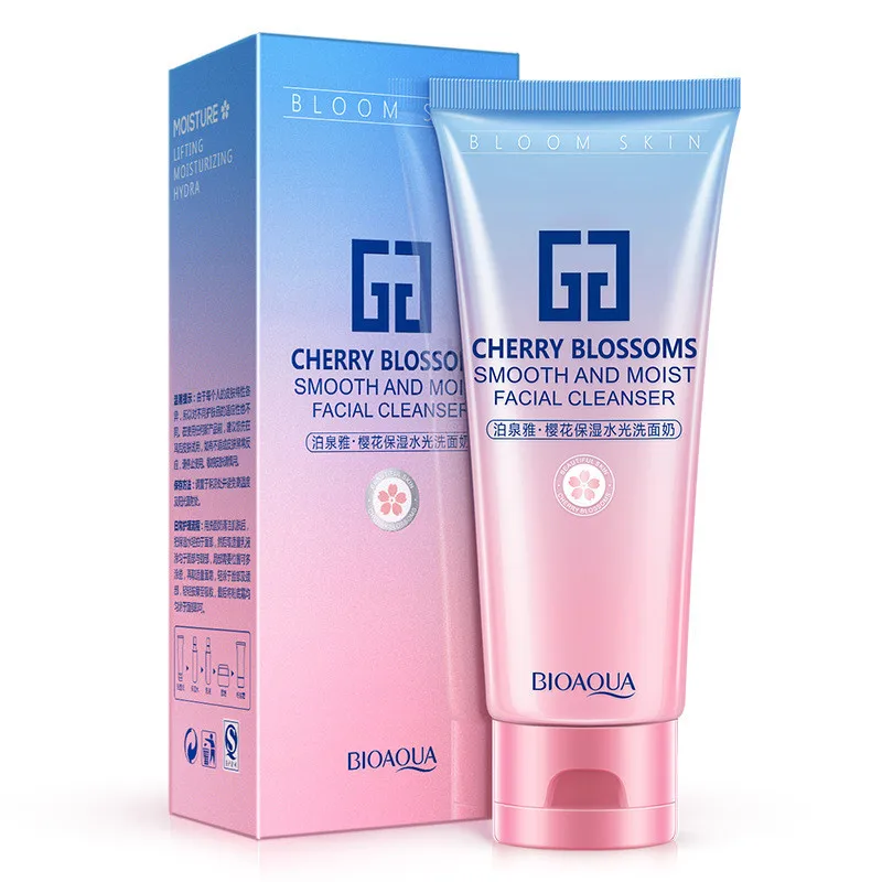 

BIOAQUA Natural Cherry Whitening Moisturizing Facial Cleanser Deep Cleaning Remove Blackhead Shrink Pores Foaming Cleanser