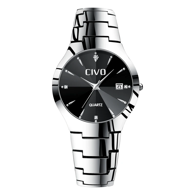 Relogio Masculino CIVO мужские s часы лучший бренд класса люкс водонепроницаемые аналоговые наручные часы с датой Женские Мужские кварцевые часы для мужчин часы - Цвет: steel sliver