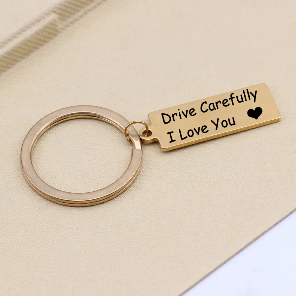 Creative Keyring Gifts Engraved Drive Carefully I Love You Heart