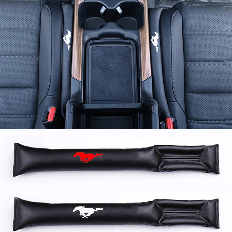 

2pcs Faux Leather Fillers Spacer Filler Slot Plug Car Seat Gap Pad For Ford Mustang