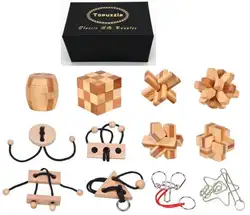 12 шт. в наборе деревянные бамбуковые смешанный металл головоломки головоломка игра для взрослых детей