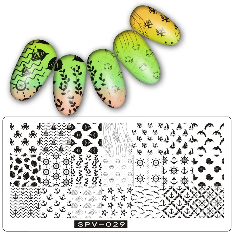 1 шт. прямоугольная штамповочная пластина для дизайна ногтей штамповка цветок улыбка изображение пластины DIY штамп шаблон SPV Серия ногтей трафарет наборы инструментов - Цвет: spv29