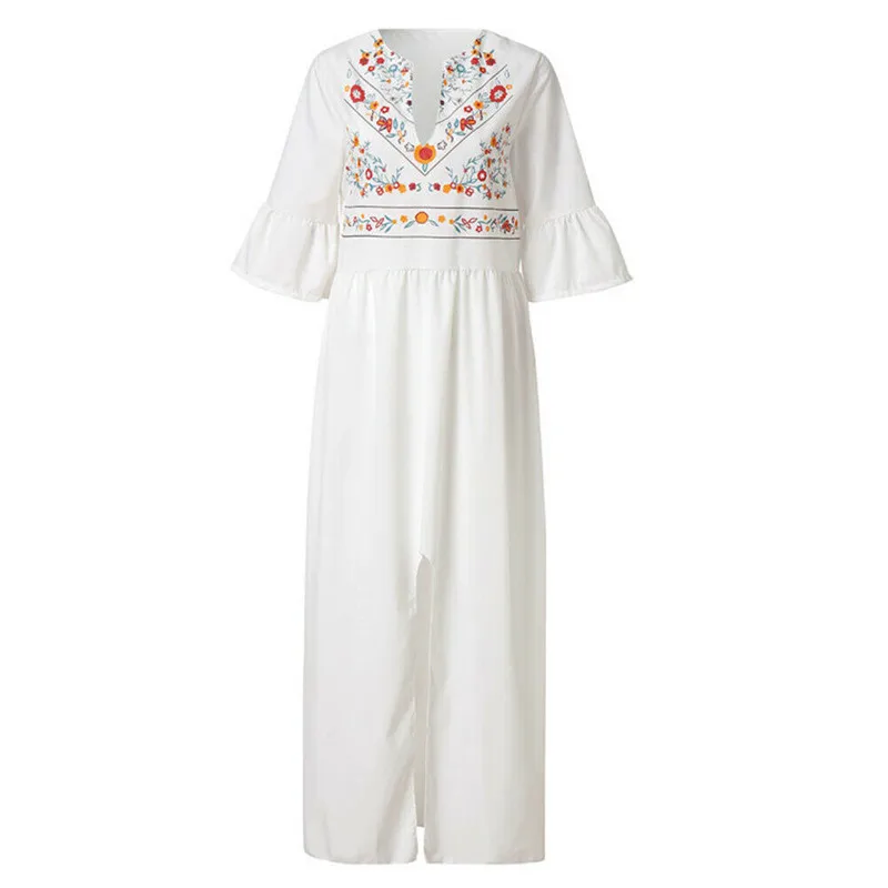 

New Women Dresses Pretty Polyester Ankle Length Dress Short Sleeve Casual Boho Kaftan Tunic Plus Size Fashion