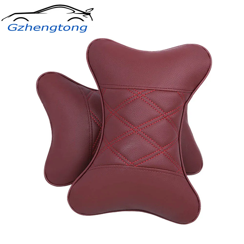 2pcs/lot Universal Car Seat Pillow Neck Cushion PVC Leather Neck Pillow