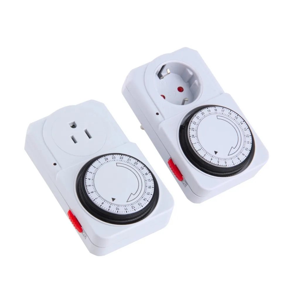 

24 Hour Mechanical Electrical Plug Program Timer Power Switch Socket Energy Saver US Plug EU Plug White Color