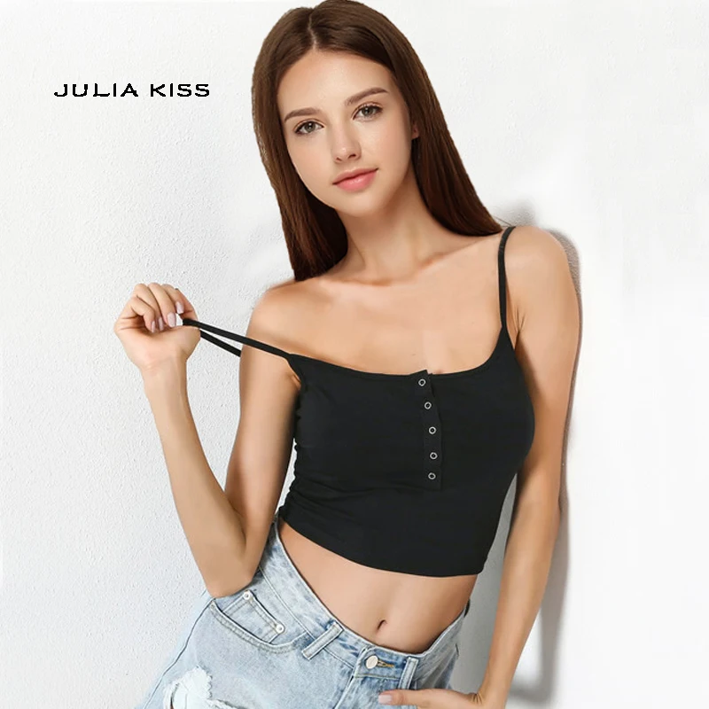 

Women Button Front Crop Cami Top Fashion Camis